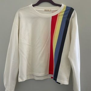 Marine Layer white sweatshirt with colorful stripes on one side - size medium